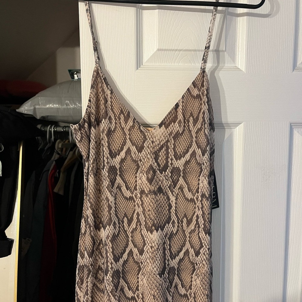 NWT AFRM MIDI snakeskin dress adjustable straps